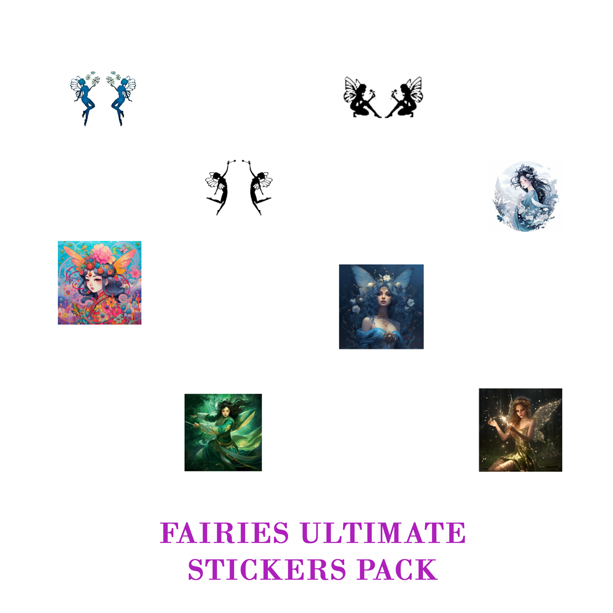 Enchanted Realm Decal Set: 6 Unique Fairy Stickers for Laptop, Mac, Girls Room, Girl's Notebook etc - Sprinkle Magic Everywhere! | Fairy Stickers | Laptop Stickers | Mac Stickers