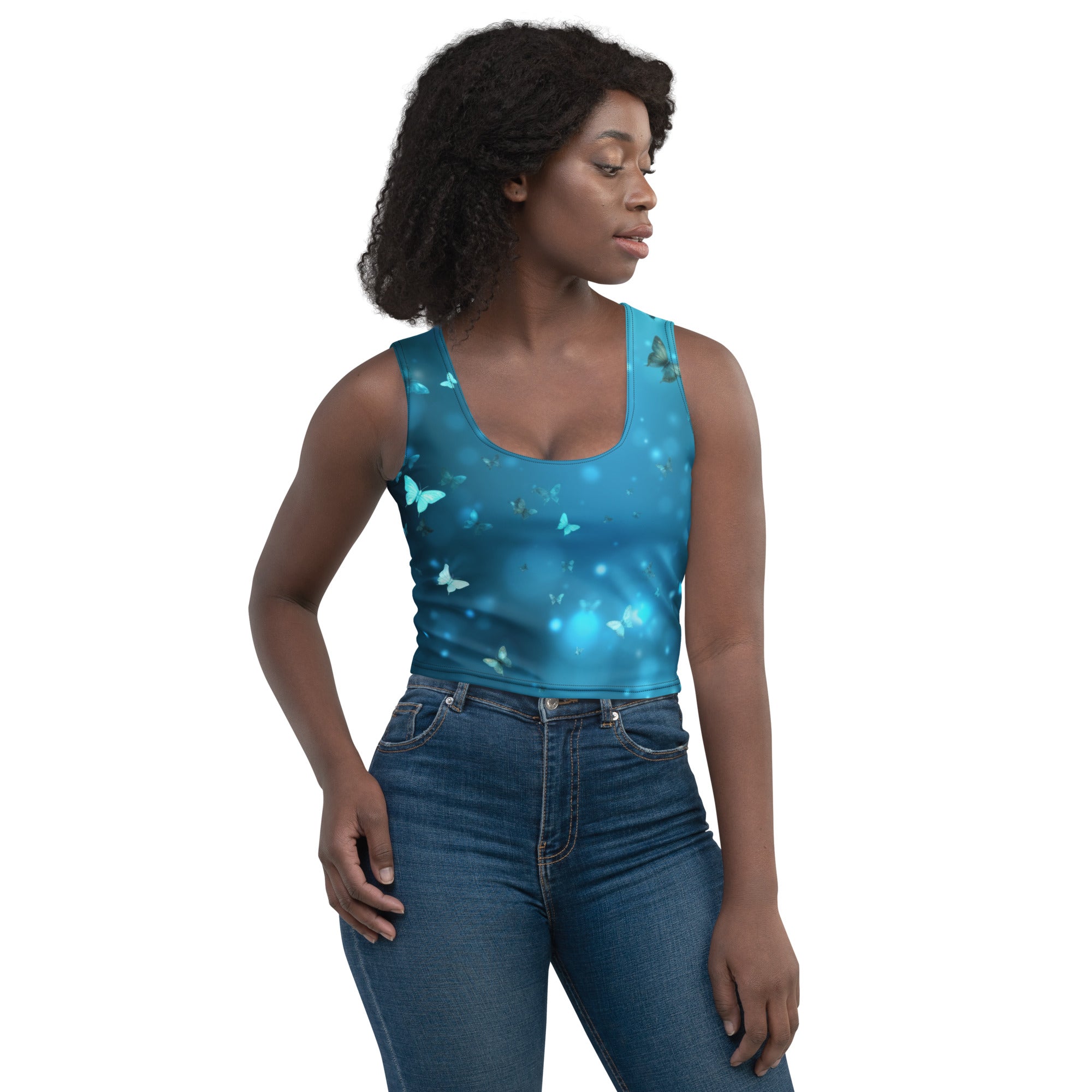 Be the Star: Shimmering Light Blue Crop Top for Goddesses | Women Shirt Gift | Shirts for Women | Women Tshirt | Women Night-Out Crop Top