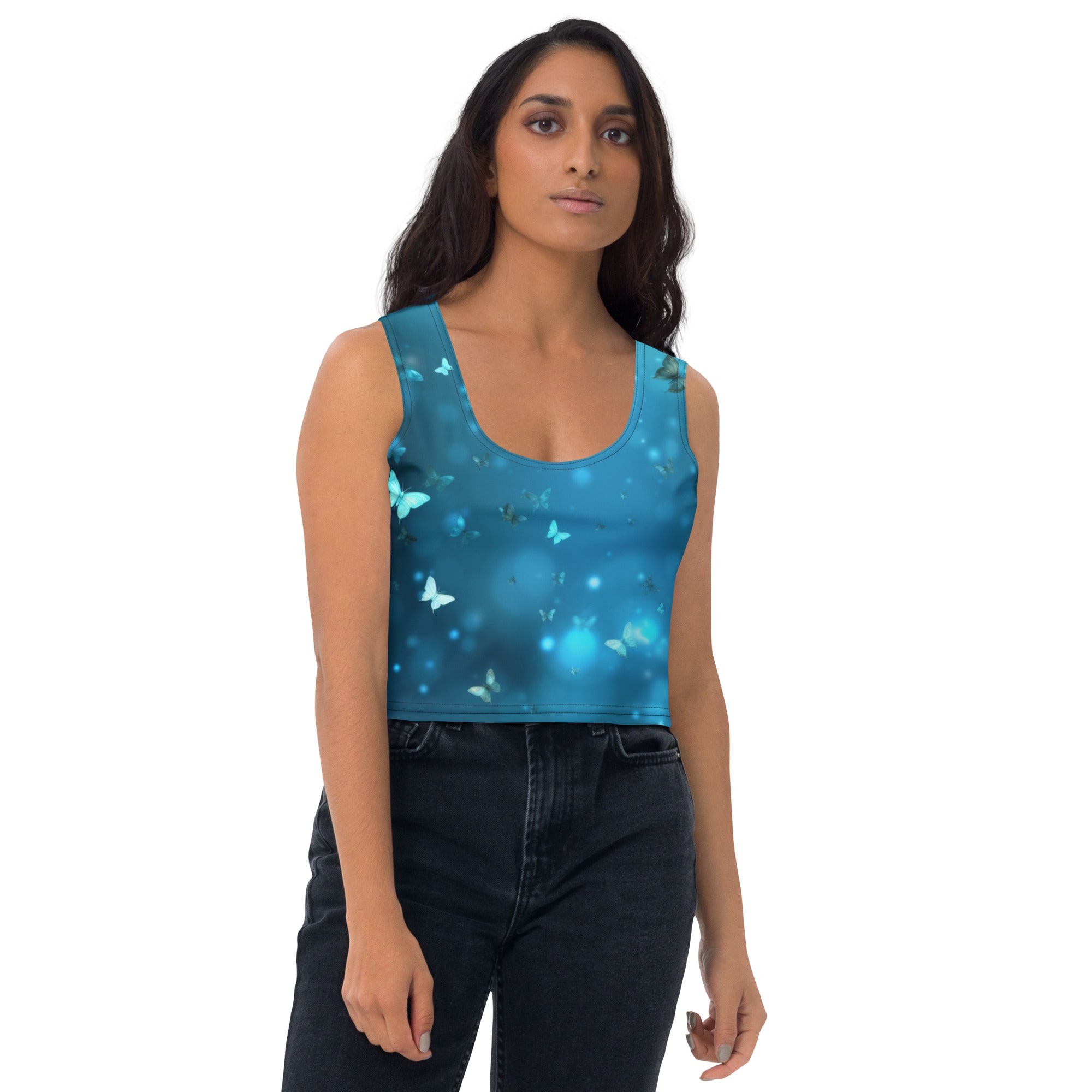 Be the Star: Shimmering Light Blue Crop Top for Goddesses | Women Shirt Gift | Shirts for Women | Women Tshirt | Women Night-Out Crop Top