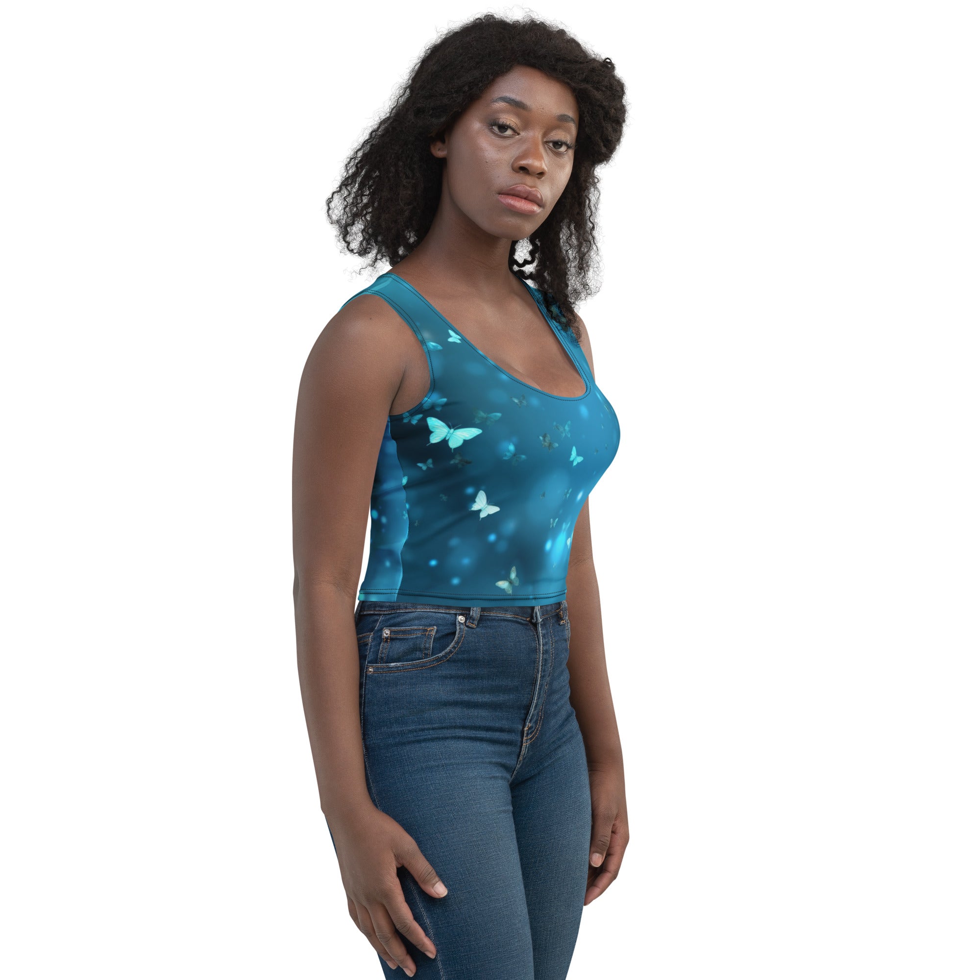 Be the Star: Shimmering Light Blue Crop Top for Goddesses
