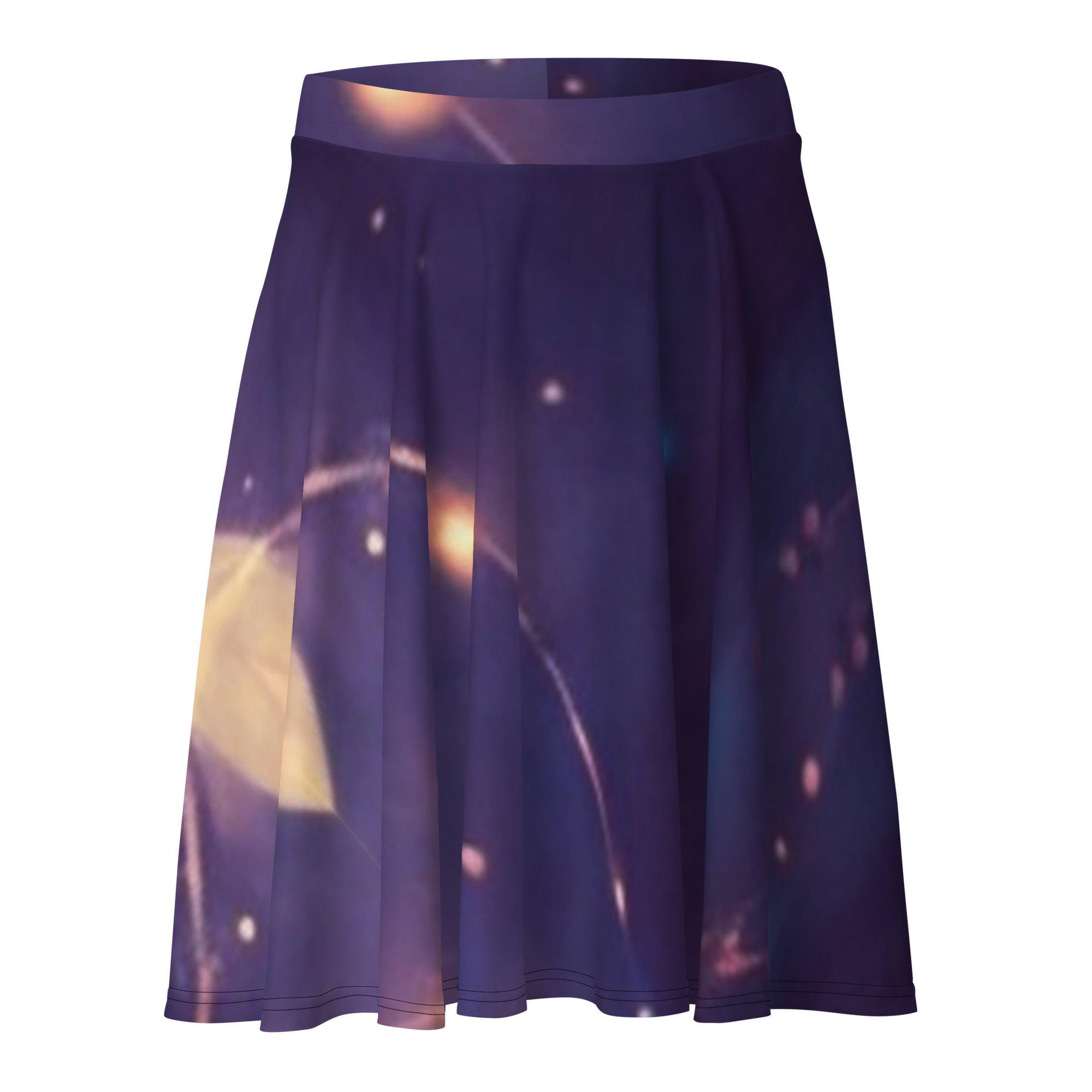 Radiate Confidence: Step into the Spotlight with Our Super-Stylish Shiny Purple Skater Skirt!