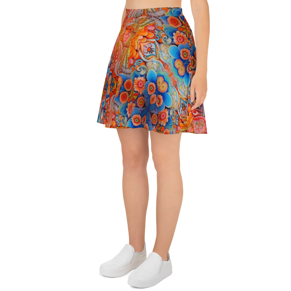 Whimsy and Wonder: Colorful Flower Fairy Skater Skirt for Dreamers