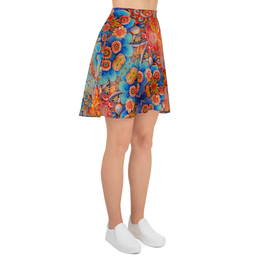 Whimsy and Wonder: Colorful Flower Fairy Skater Skirt for Dreamers