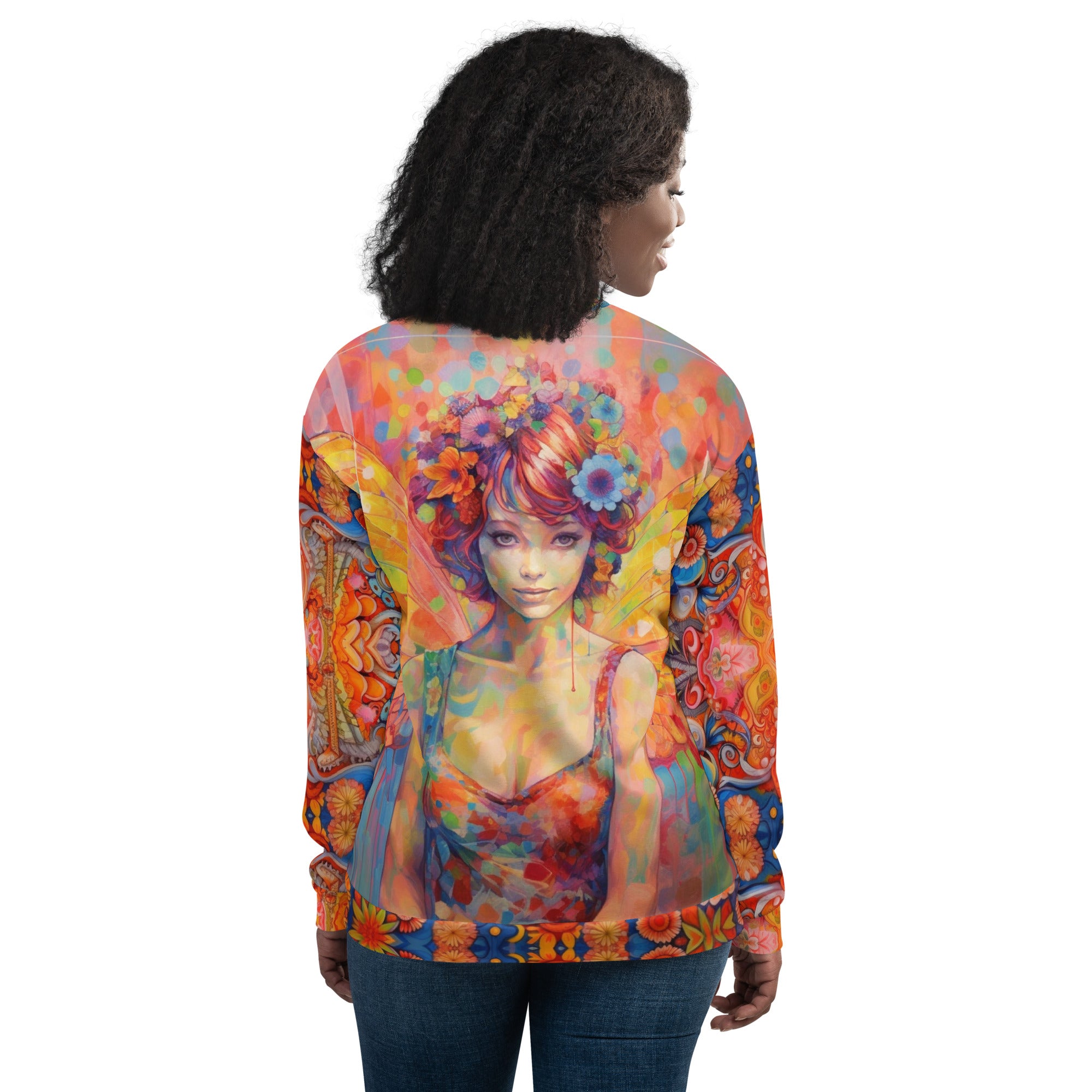 Fly High with the Flower Fairy Unisex Bomber Jacket!