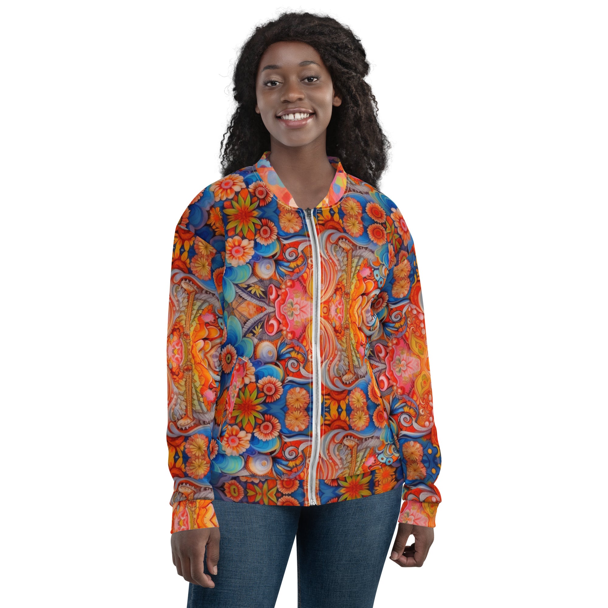 Fly High with the Flower Fairy Unisex Bomber Jacket!