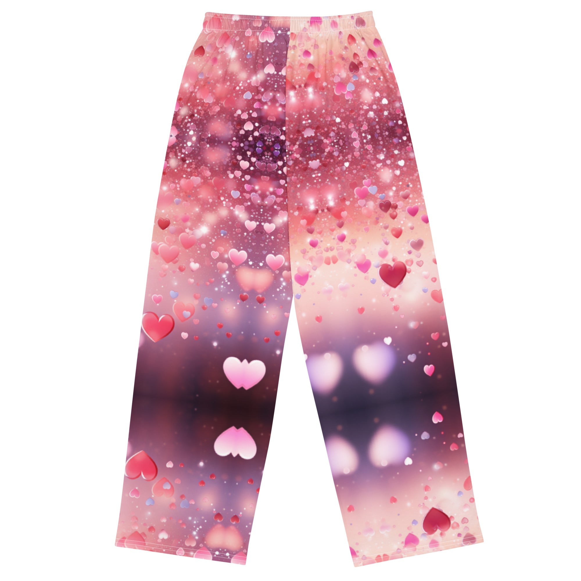 Charming Hearts Wide-Leg Pants: A Perfect Blend of Comfort & Style for Girls and Women - Ideal Valentine's Gift