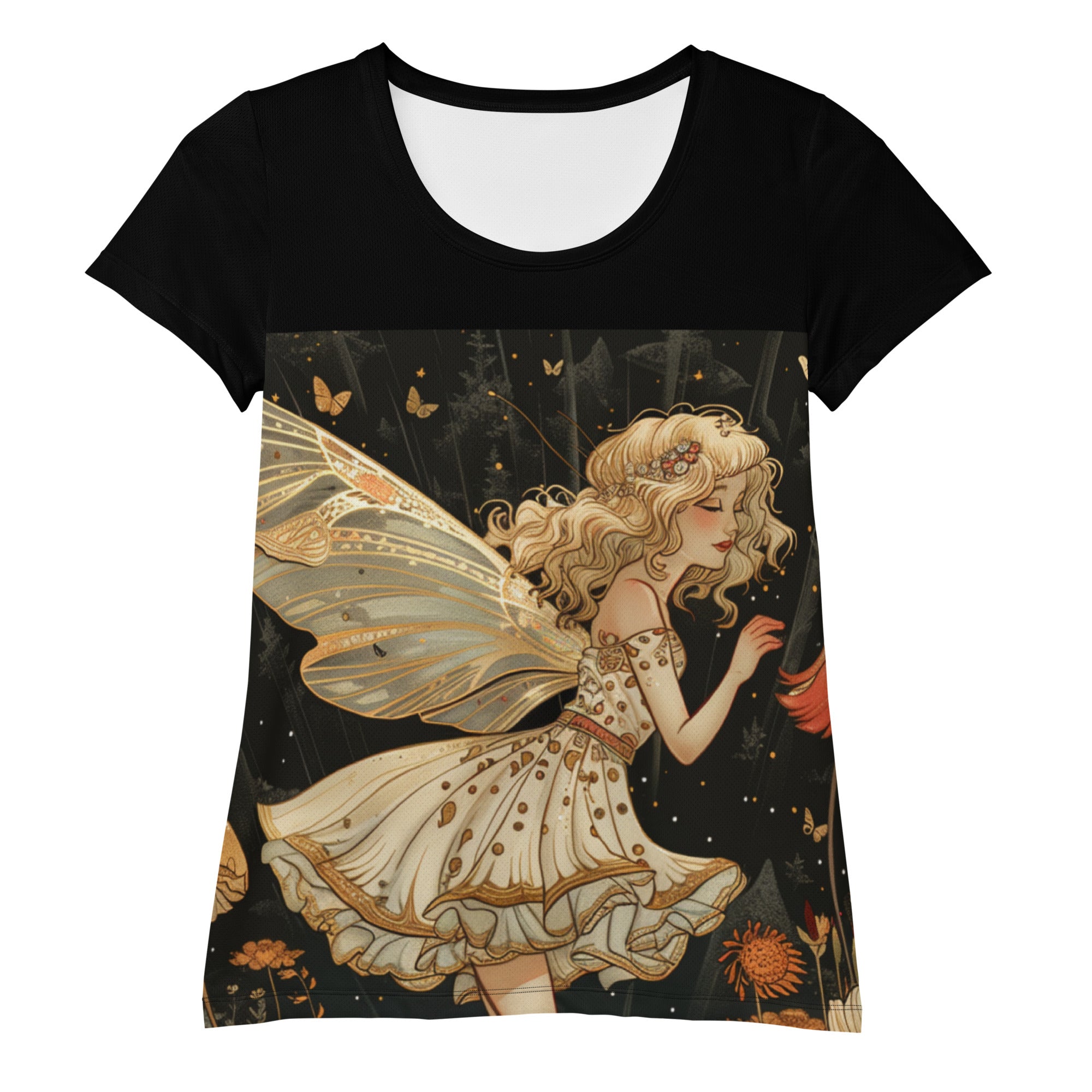 Vintage Magic Meets Athletic Chic: Enchanting Retro Fairy Sports Shirt for Women and Girls | Fairy Retro Sports Shirt