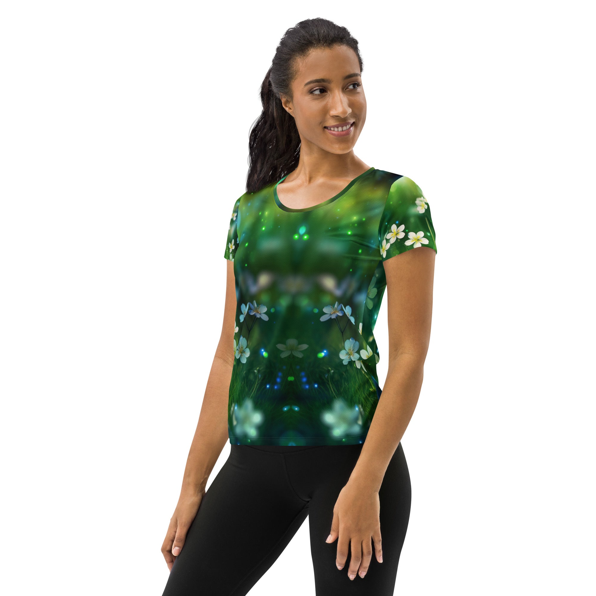 Light Green Sparkling Athletic Tee for Girls and Women | Workout Shirt | Training T-Shirt | Girl Running Tee | Gym Shirt | Exercise Shirt