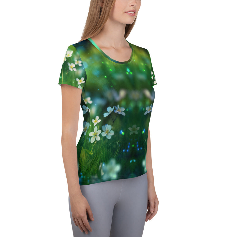 Elevate Your Performance: Light Green Sparkling Athletic Tee for Girls and Women