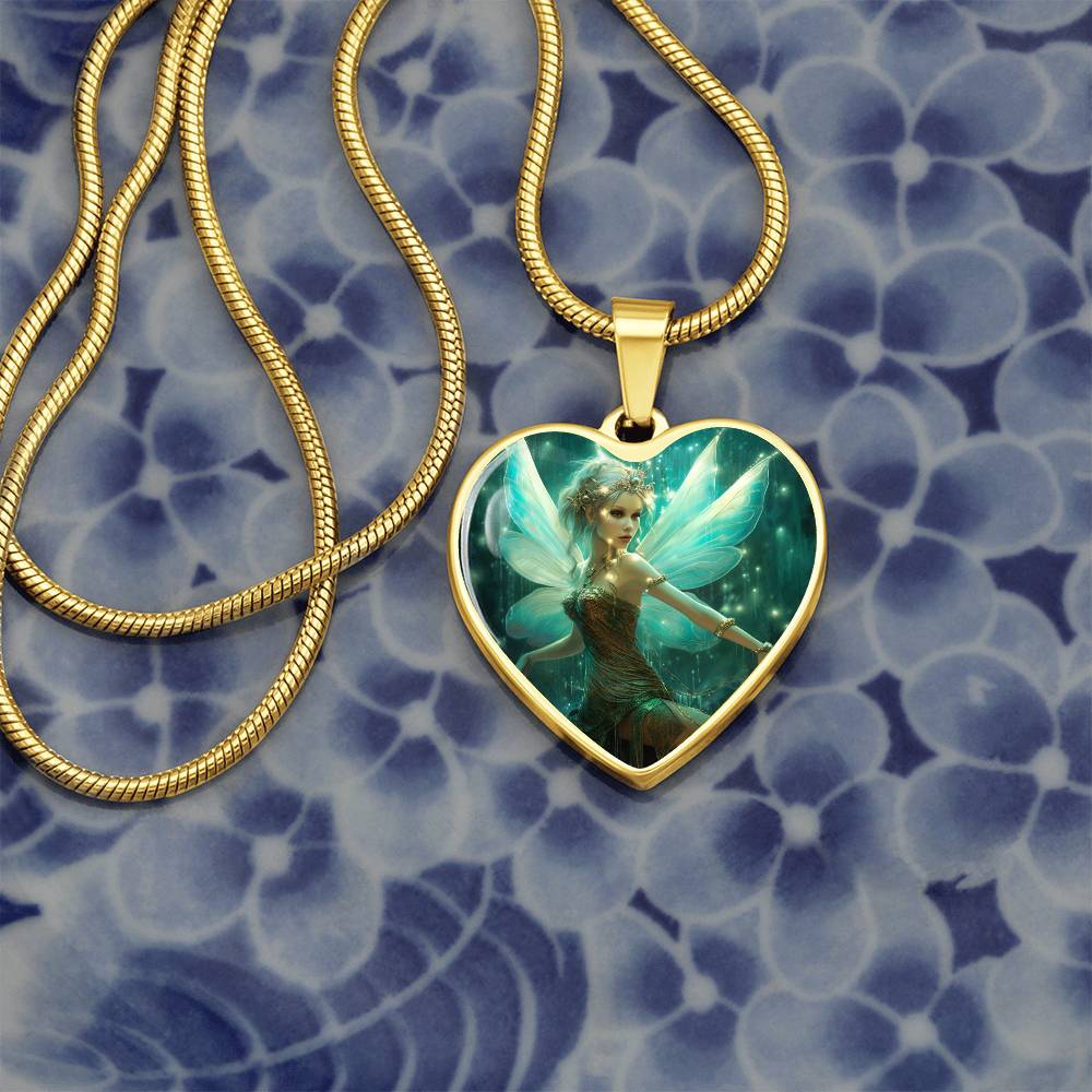 Nature Fairy Heart Pendant Necklace: Turquoise Enchantment - A Symbol of Love & Guardianship | Ideal Gift for Special Women