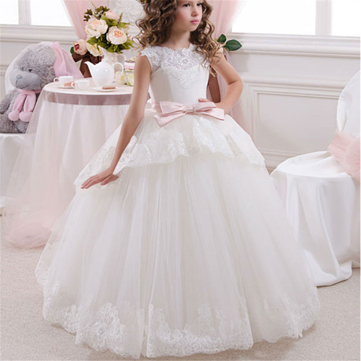 Baby Girls Birthday Wedding Party Dresses Embroidery Flower Wedding Dress  Baby Girl Newborn Princess Dress | Fruugo UK