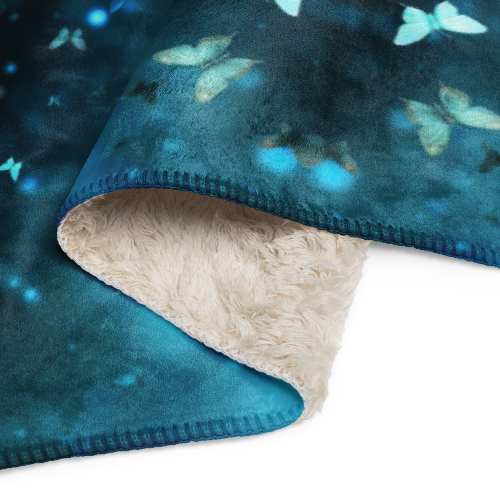 Enchanted Butterfly Fairy Style Sherpa Blanket | Light Blue Cozy Blanket