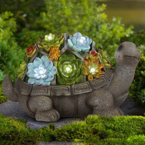 Solar LED Light Resin Turtle Home Decoration For Outdoor