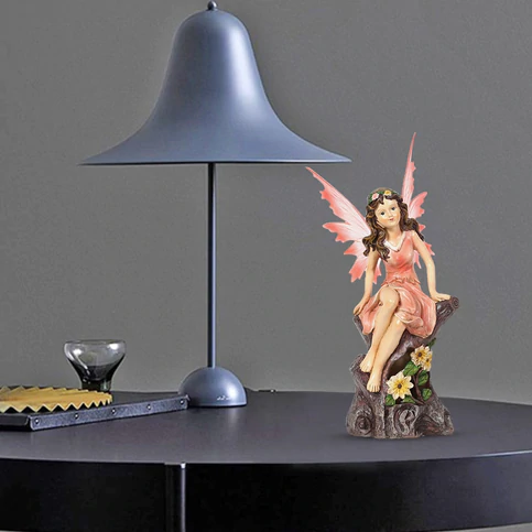 Fairy with Flower Lamp Ornament Home Office Décor Statue