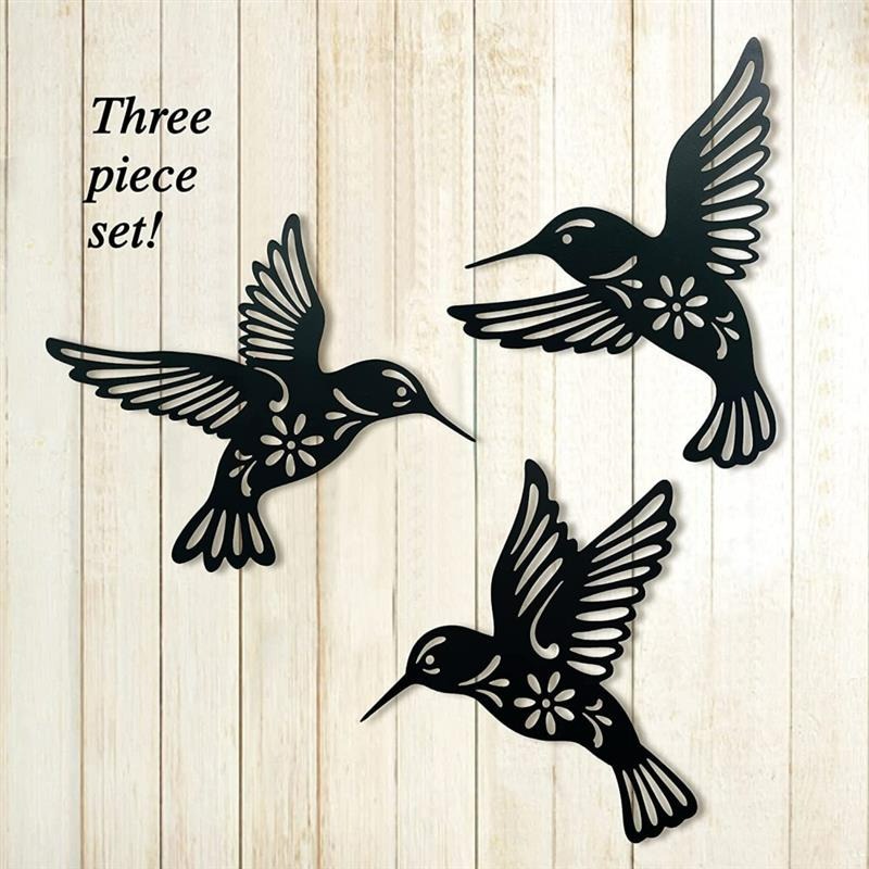 3pcs Metal Hummingbird Wall Art Decoration  Ornament For Home Decoration