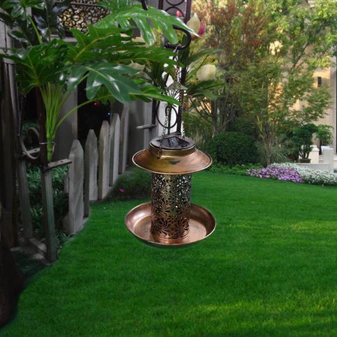 Solar Bird Feeder Waterproof Vintage LED Outdoor Light
