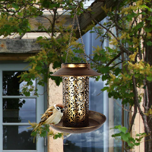 Solar Bird Feeder Waterproof Vintage LED Outdoor Light