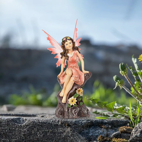 Fairy with Flower Lamp Ornament Home Office Décor Statue