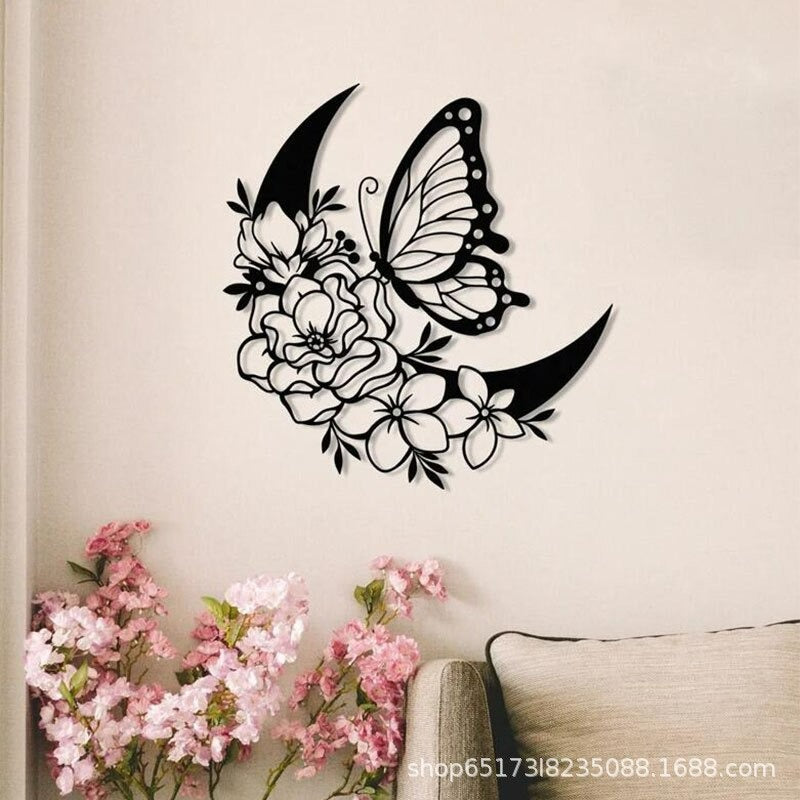 Butterfly Flower Metal Art Home Décor Wall Hanging Painting