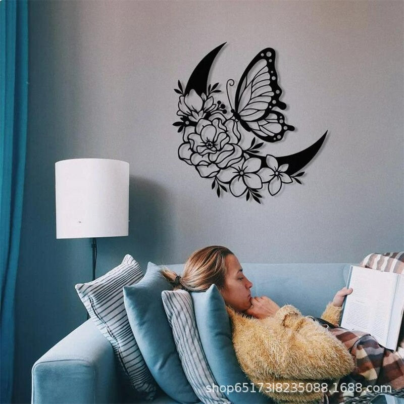 Butterfly Flower Metal Art Home Décor Wall Hanging Painting