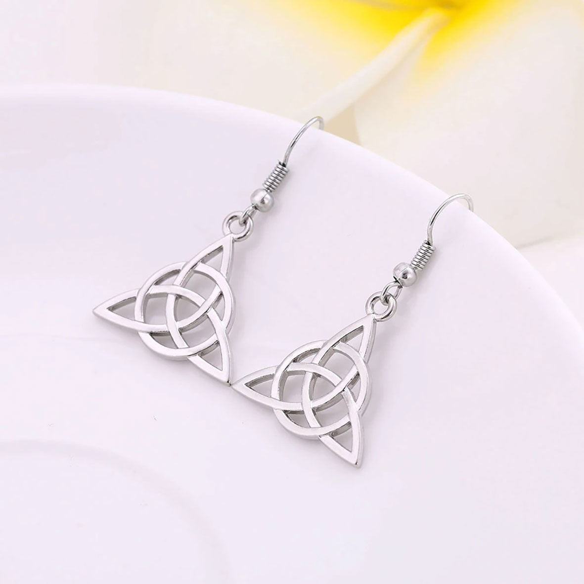 Silver Color Viking Fox Triquetra Knot Earrings For  Women