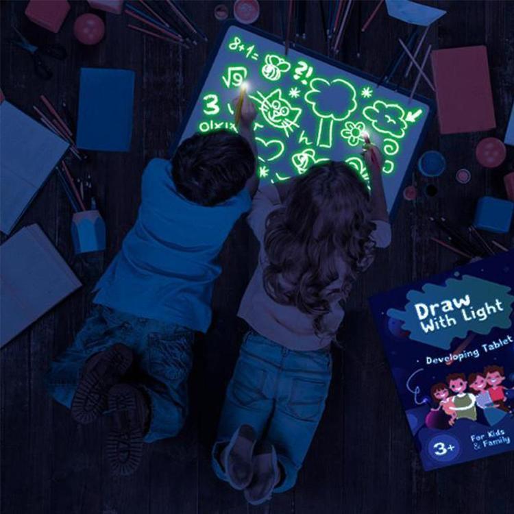 Non Toxic Portable Magic Light Up LED Drawing Board Pad For Toddlers