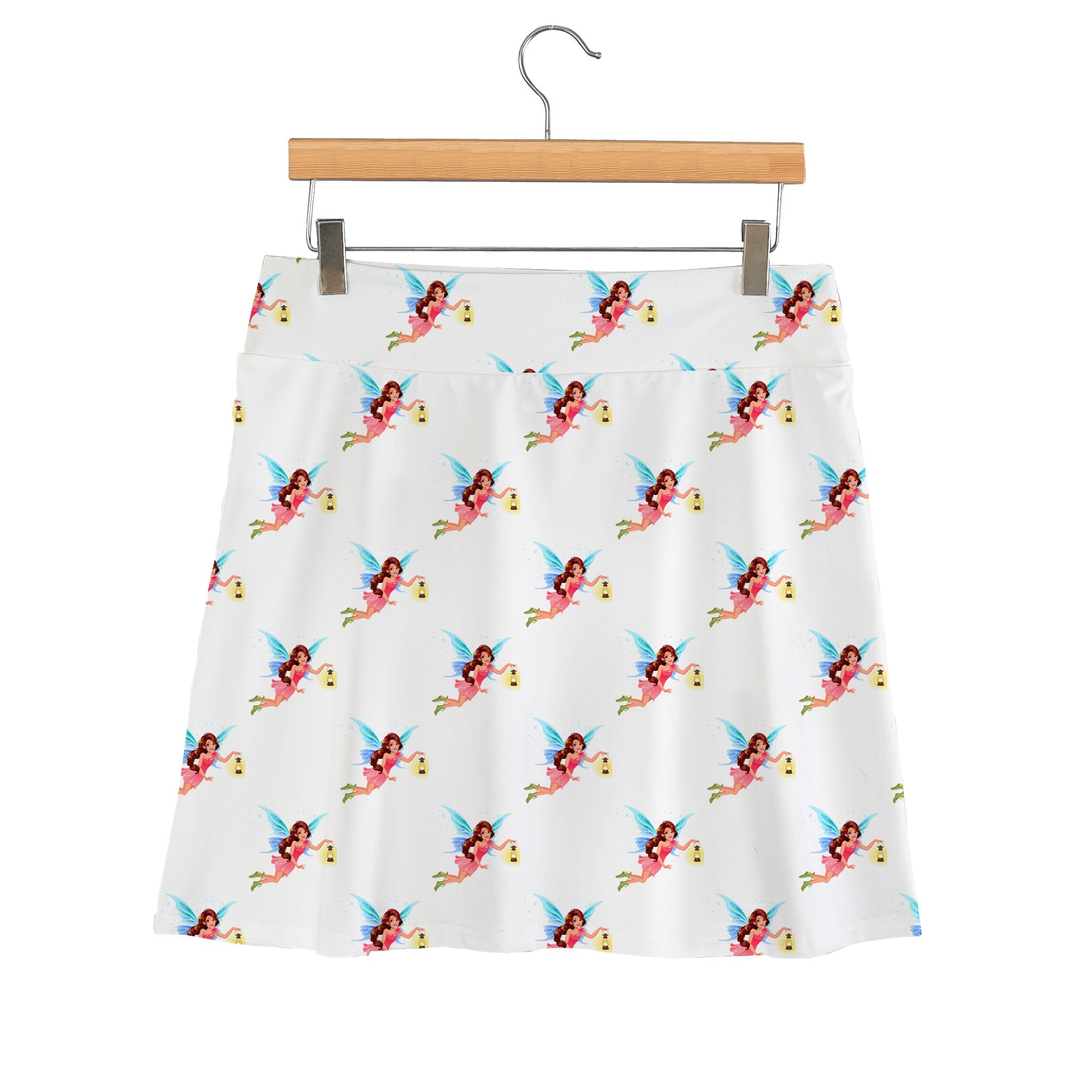 White Color Fairy Print Design Skirt For Women