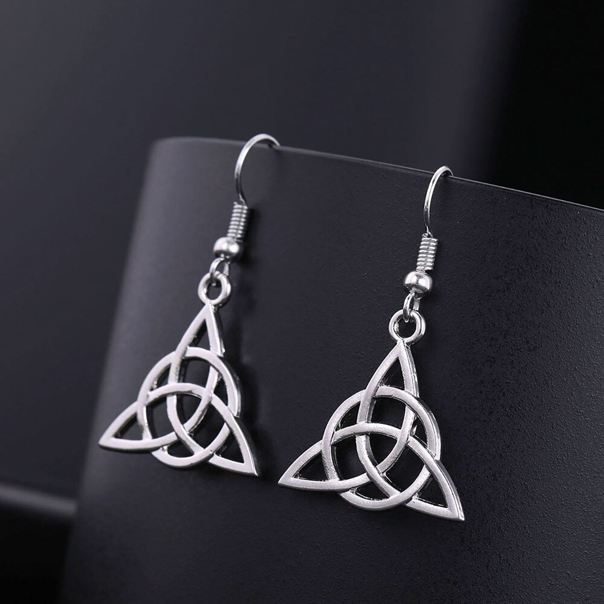 Silver Color Viking Fox Triquetra Knot Earrings For  Women
