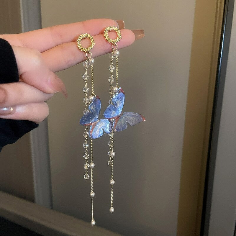 Pearl Crystal Butterfly  Fairy Earrings For Women