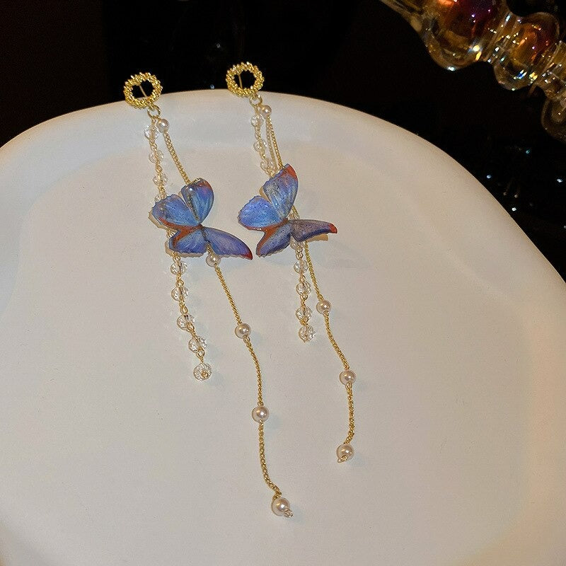 Pearl Crystal Butterfly  Fairy Earrings For Women
